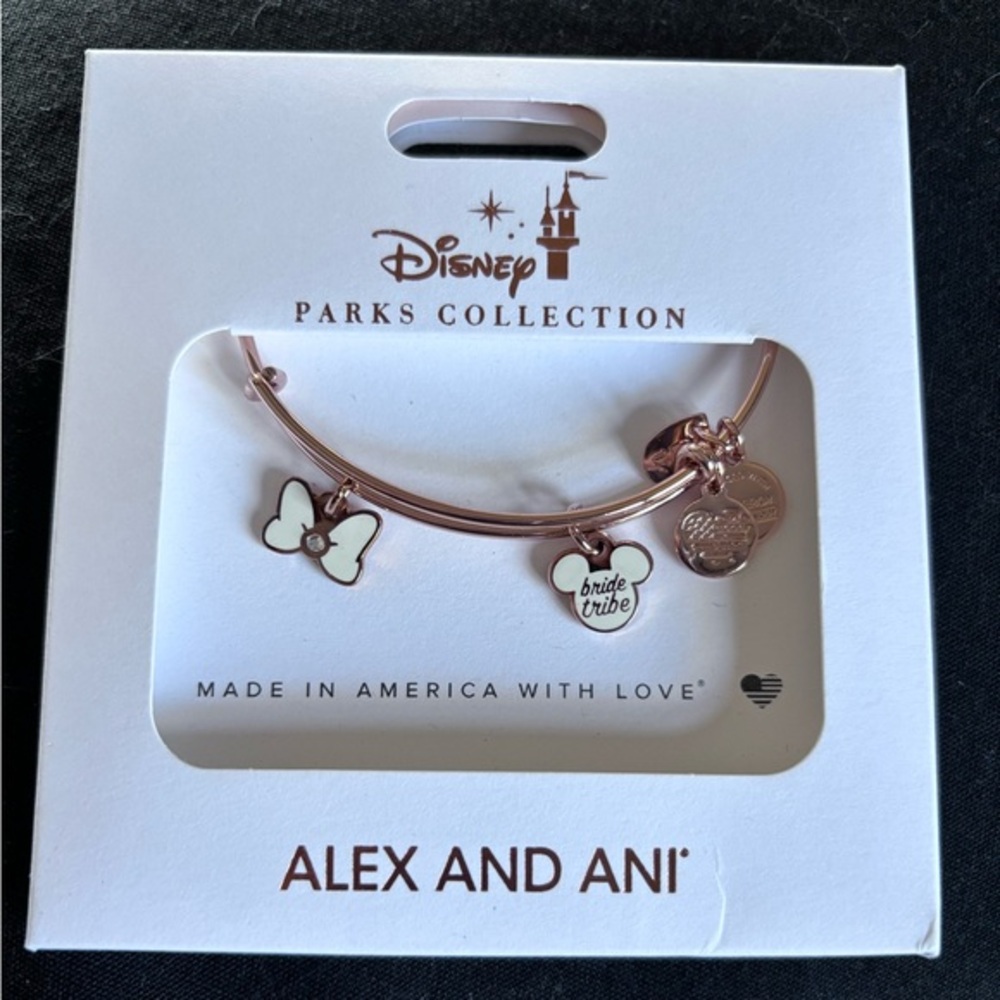 Disney Parks Alex and Ani Bride Tribe Wedding Charm Bangle Bracelet Rose Gold